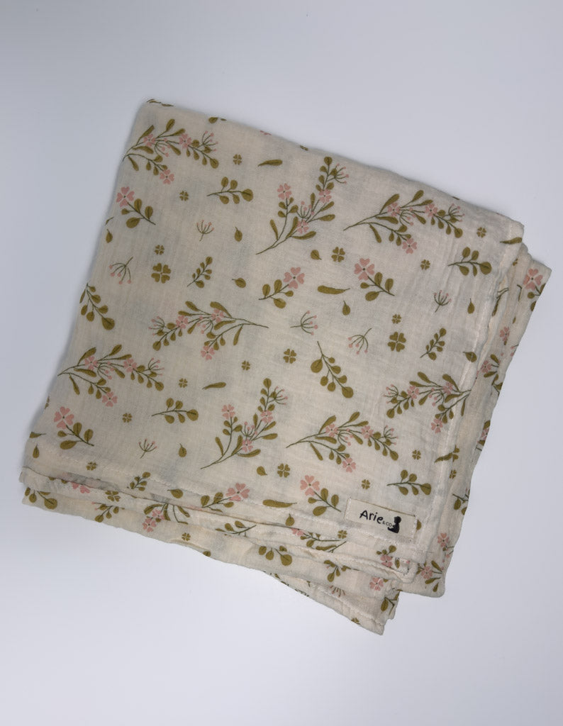 PINK FLORAL MUSLIN SWADDLE