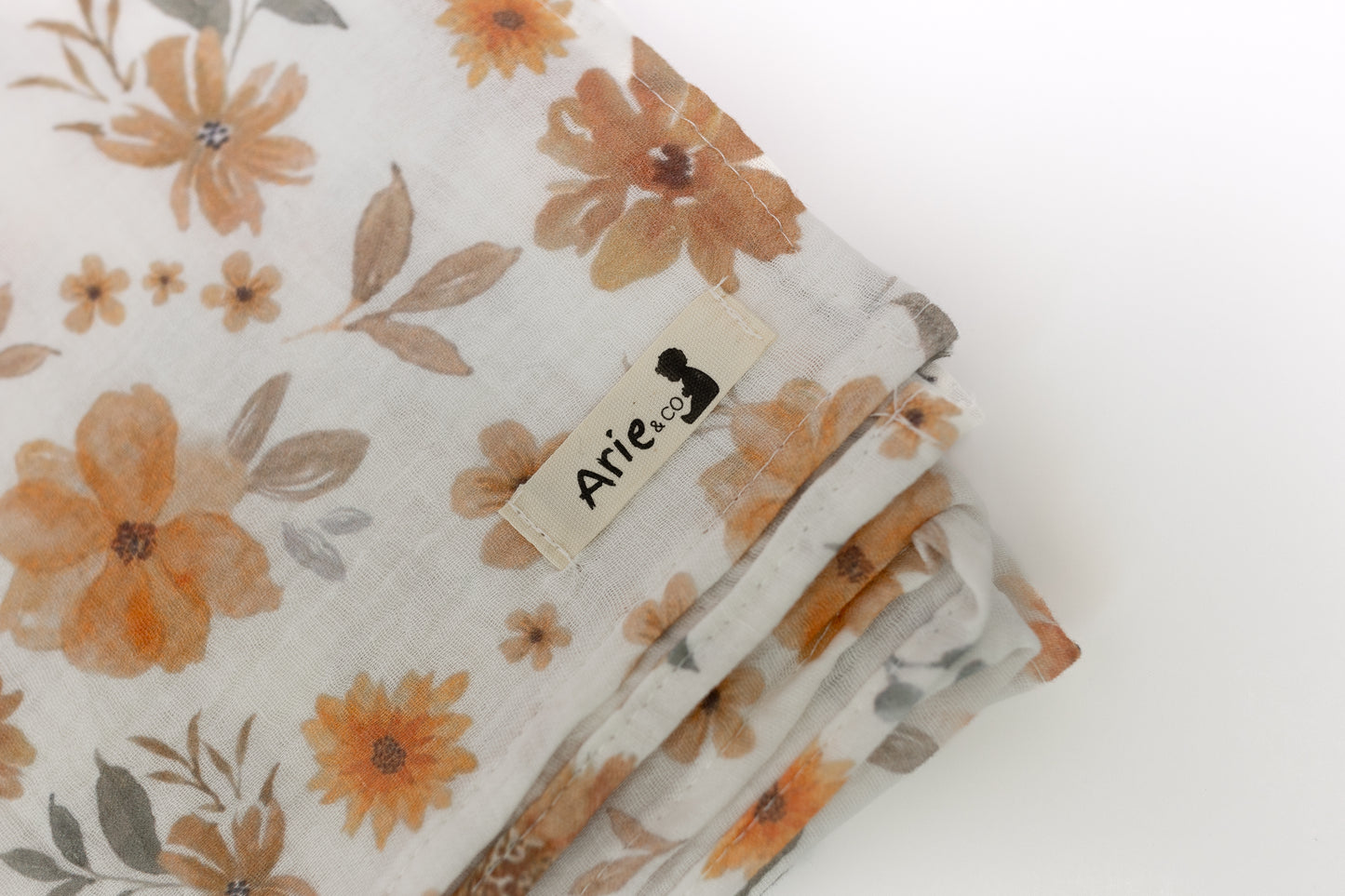 TERRACOTTA FLORAL MUSLIN SWADDLE