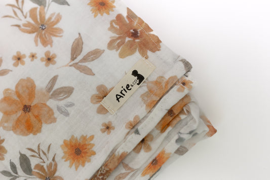 TERRACOTTA FLORAL MUSLIN SWADDLE