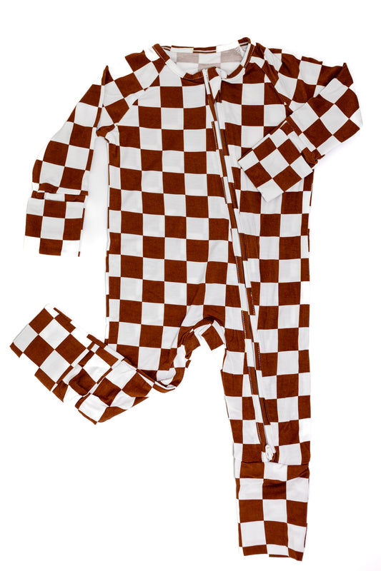 ZIP SLEEPERS - CHECKERED BROWN