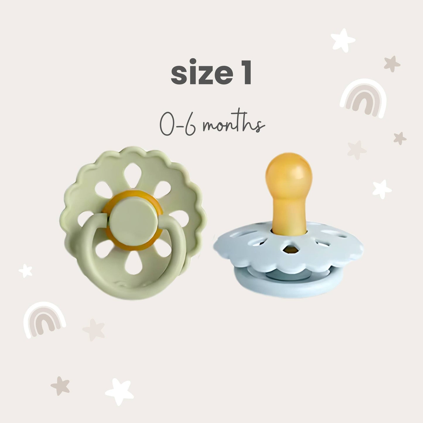 BABY BLISS NATURAL LATEX PACIFIERS - SIZE 1 (0-6mM)