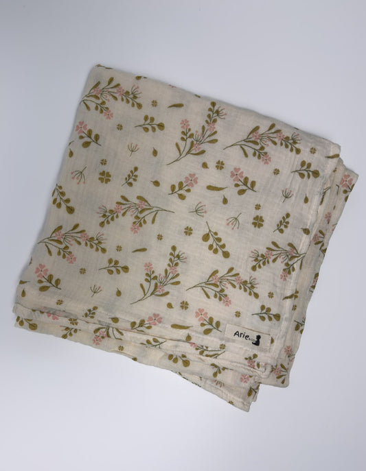 PINK FLORAL MUSLIN SWADDLE